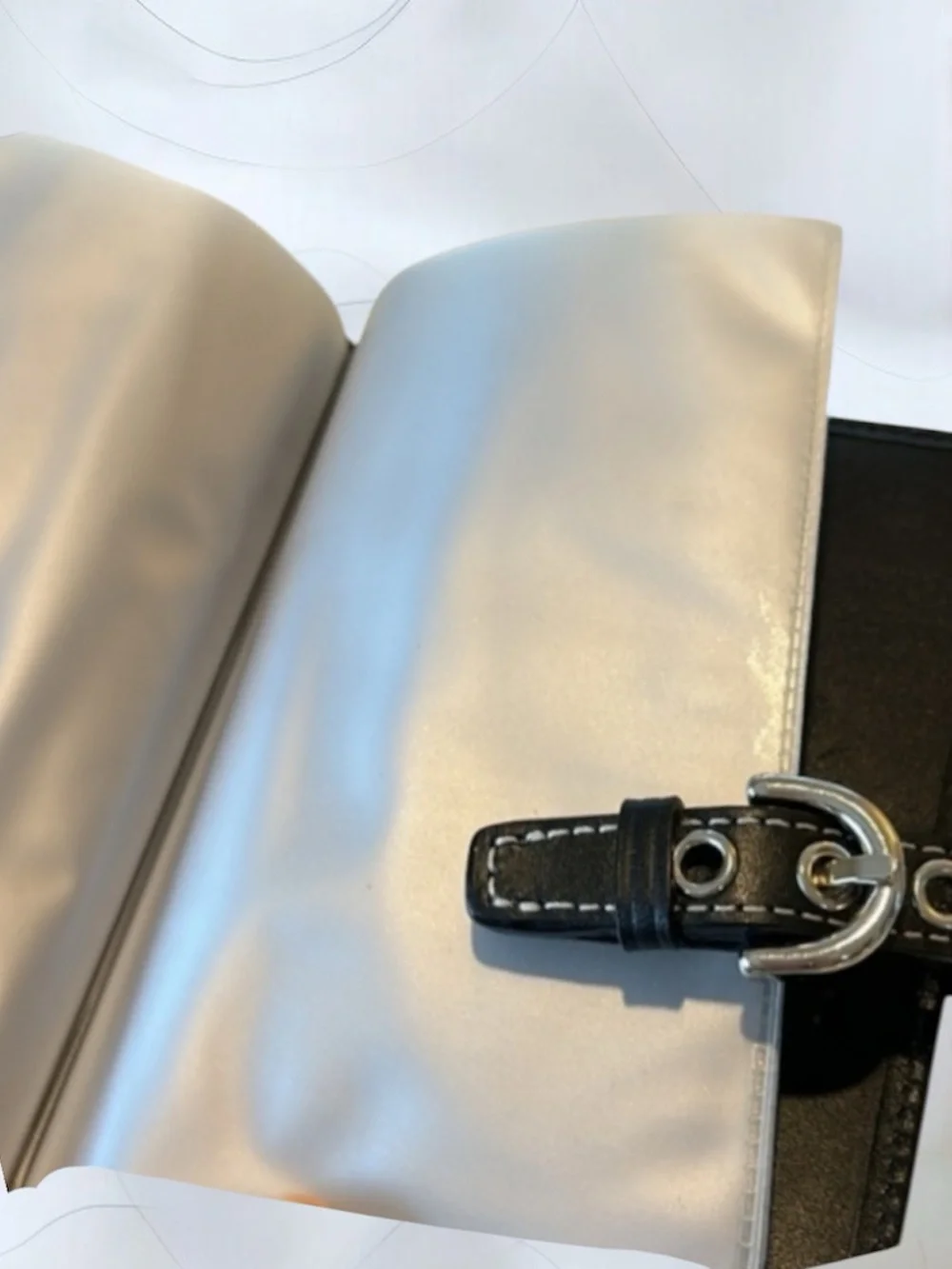 Coach Black Leather Wallet or Picture holder with Silver Buckle Like New 6”x 3.5